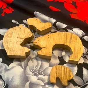 Handmade Wood stain Polar bear puzzle.
